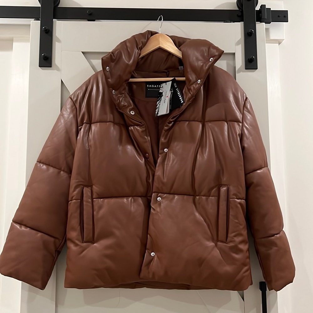 NWT Bagatelle Brown Faux Leather Puffer Size S